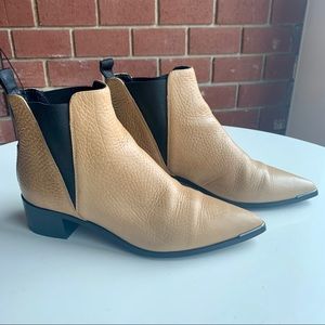 ACNE STUDIOS Jensen Booties in Tan Pebbled Leather